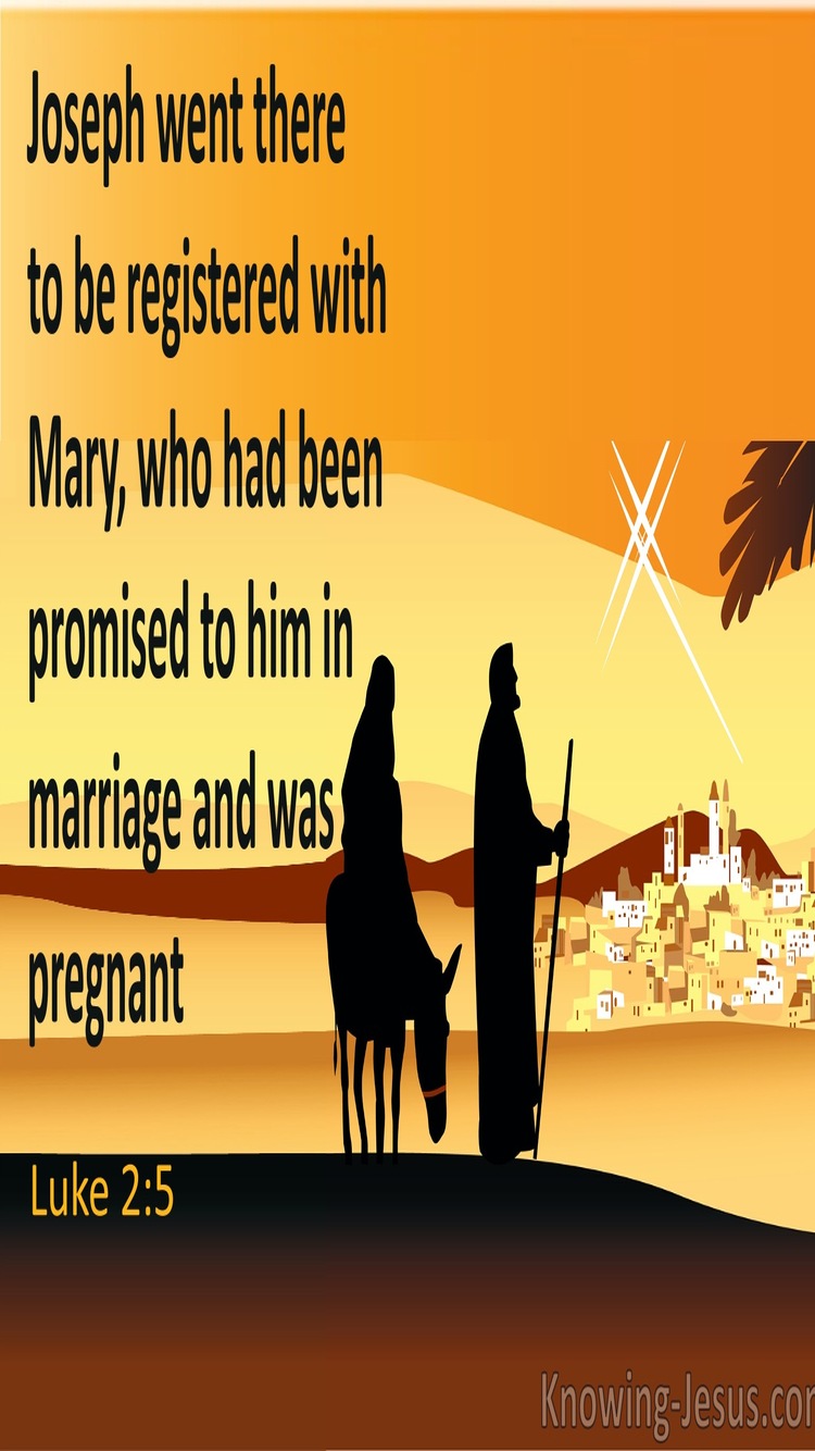 Luke 2:5 Joseph Went There To Be Registered With Mary (brown)